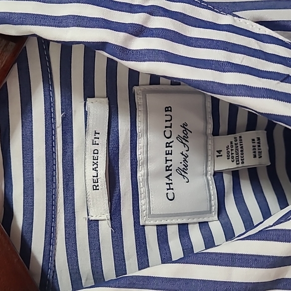 Charter club - Flower Embroidered Striped Shirt - Picture 3 of 6